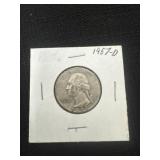 1957 D Washington Quarter 90% silver.