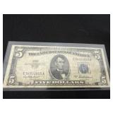 1953 a United States $5 silver certificate note