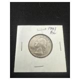 1941  Washington Quarter 90% silver.