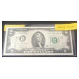 2017 fancy serial number two dollar bill