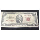1953 B two dollar red note