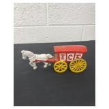 7ï¿½vintage cast iron toy horse-drawn ice wagon,
