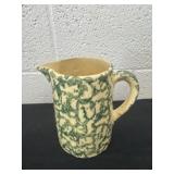 6ï¿½vintage green stoneware pitcher