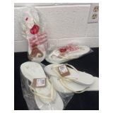 4 new white 11-12 flip flops