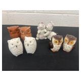 3 owls salt and pepper shakers and pig shakers
