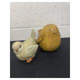 Wood bird and ceramic bird