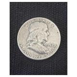 1957 Franklin half dollar coin 90% silver