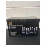 6 new colored drinking glasses 13.5