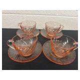 4 vintage Arcoroc Rosaline teacups