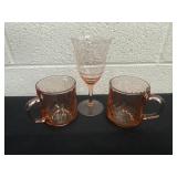vintage Arcoroc Rosaline cups and wine glass