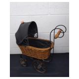 17x17x8-in decorative baby buggy wicker, metal