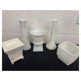 Group of milk glass vases