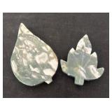 leaf-shaped crystal carvings