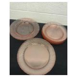 11 pink depression glass plates