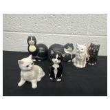 3 sets of cat salt and pepper shakers