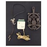 Vintage Shick  varsity razor, cast iron trivet and