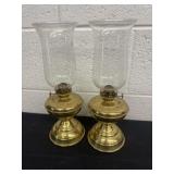 Two 12ï¿½ vintage brass oil lamps