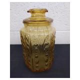 Vintage LE Smith 9.25-in honey amber glass jar