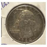 1964p Uncirculated Washington quarter