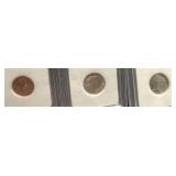 1959d Lincoln penny and 2 1978s Jefferson nickels