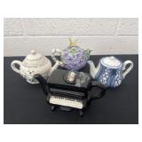 4 decorative teapots