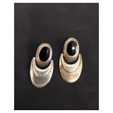 Vintage sterling silver earrings with black onyx