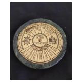 Vintage brass and green marble perpetual calendar