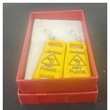 Caution wet floor earrings