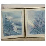 Two pictures with picture frame of flowers