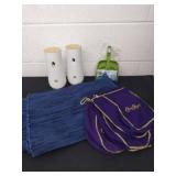 Three Crown Royal bags, four placemats, mini