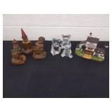 3 Tom Clark figurines, three glass bears, and a