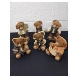Six collectible 6-in bear figurines