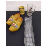 Vintage wooden shoes, Wyoming collectible cup,
