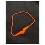 Vintage necklace, orange glass costume