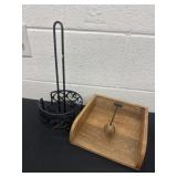 Napkin holder with paper towel rack