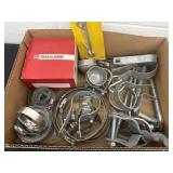 Group of clamps and hooks.