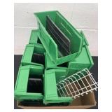 Box of plastic garage organizers.