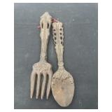Two 11ï¿½ cast iron spoon and fork