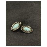 Turquoise in a heavy metal earring