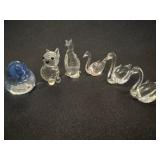 6 hand blown birds and animals