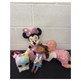 Disney toys, bank bag, doll and Mickey