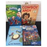 Kids books and football mascot bingo game