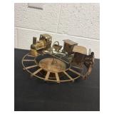 vintage 1970s copper-tone tin train carousel