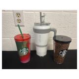 2 star bucks cups with tumbler