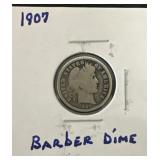 1907 Silver Barber Dime