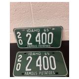 Vintage pair 1965 Idaho license plate