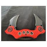 New red double blade pocket knife