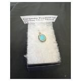 Turquoise pendant on Sterling, silver plated