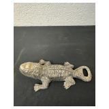 7ï¿½ vintage metal lizard bottle opener.