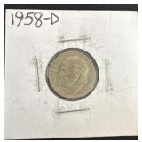 1958 ï¿½ D silver dime